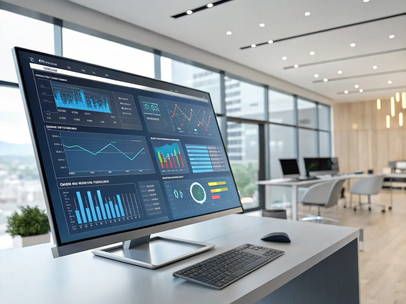 A dashboard interface showing a 3D model of a building with integrated sensor data, allowing for comprehensive performance analysis and optimization.