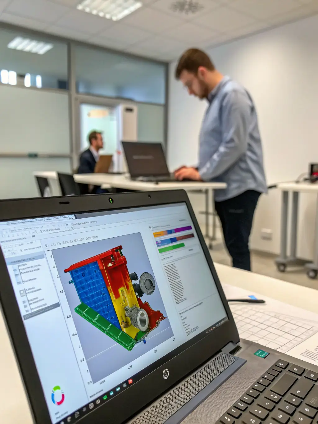 A close-up shot of a structural analysis software interface, highlighting the detailed analysis capabilities for civil engineering designs.